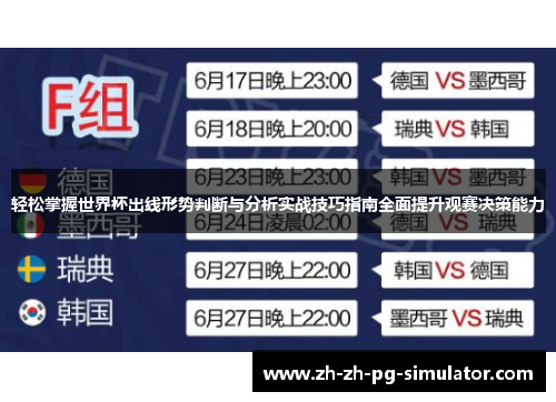轻松掌握世界杯出线形势判断与分析实战技巧指南全面提升观赛决策能力